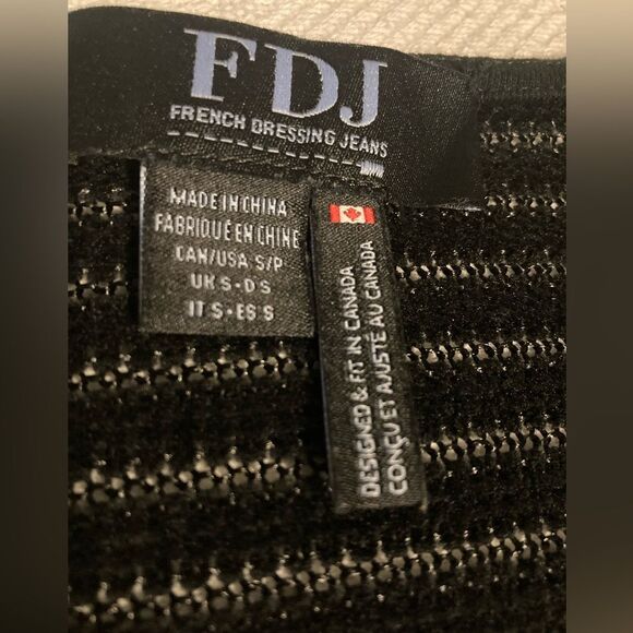 FDJ FRENCH DRESSING JEANS Black Stripe Sheer 3/4 Sleeve Top Size S/P - Picture 10 of 12